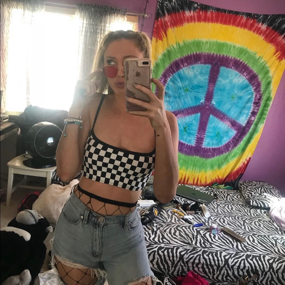 checkered rave / crop top